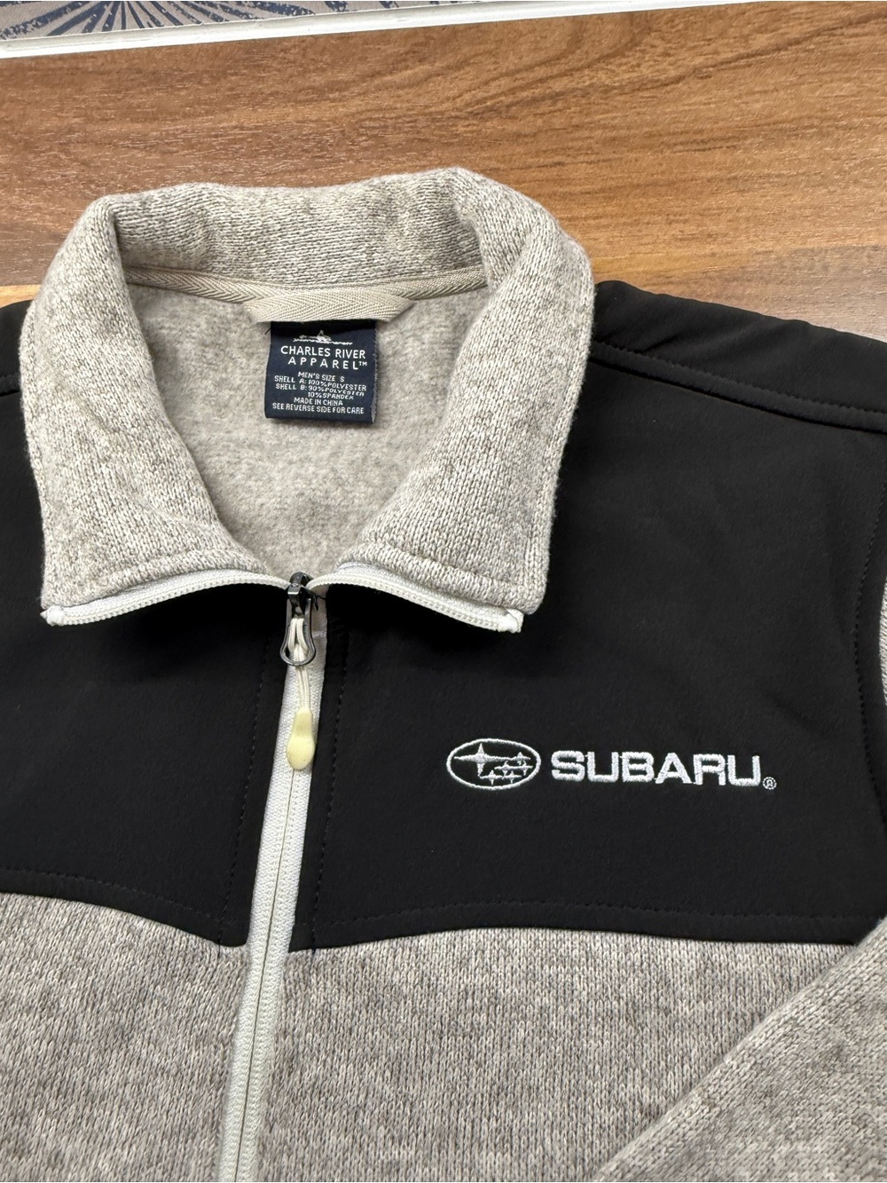 Charles River Apparel Men's Subaru Zip-Up Sweater Jacket - Black and Gray